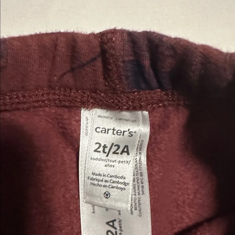Carter's Burgundy Joggers with Vehicle Print